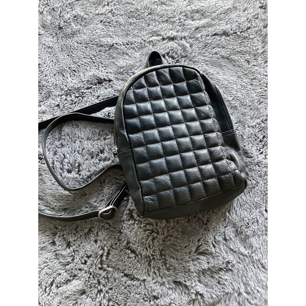 Still Nordic Flo City Backpack‎ 65654 Leather Quilted Mini Bag Travel Black